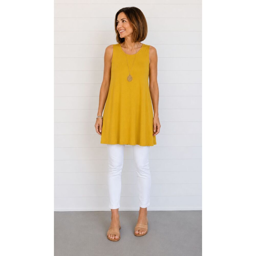 New SACRED THREADS OS sunshine yellow stretch jersey swing tunic top minidress